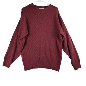 Vintage 90s Andhurst Pullover Sweater Men's Medium Red Chevron Knit 100% Cotton